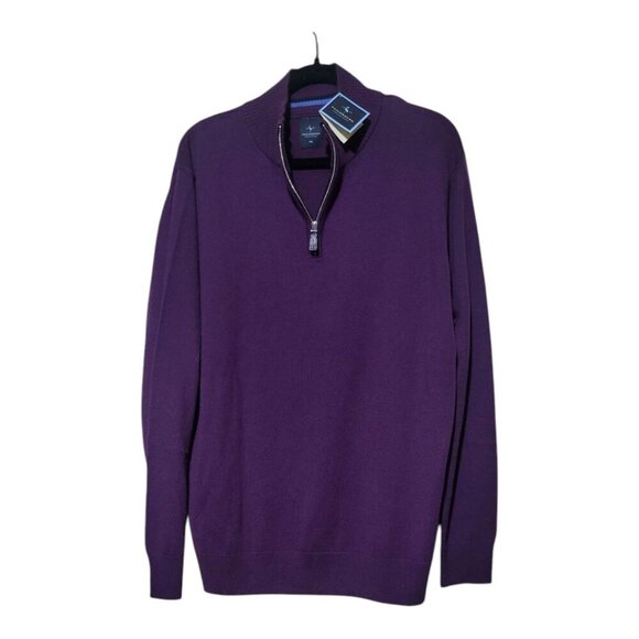 Tailorbyrd Mens Purple Half-Zip Sweater XXL Wool Blend - Slim Fit Casual New - Picture 1 of 13